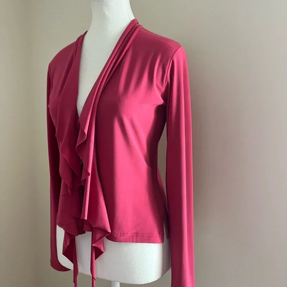 Sympli Raspberry Open-Front Ruffle Cardigan - Picture 6 of 9